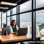 온쇼어링 비즈니스의 고객 유지 전략 - A vibrant customer service scene set in a modern Brazilian office in São Paulo, featuring a diverse ...