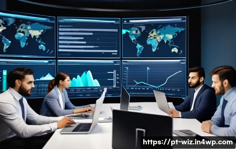온쇼어링 비즈니스의 통계적 접근법 - A modern office environment with a diverse team of professionals analyzing detailed data charts and ...