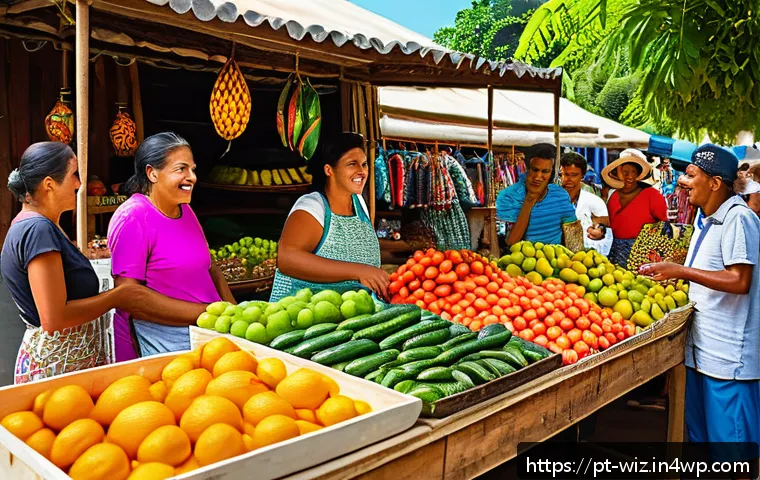 온쇼어링 비즈니스의 고객의 목소리 반영하기 - A vibrant Brazilian northeast marketplace scene showcasing diverse local consumers engaging with reg...