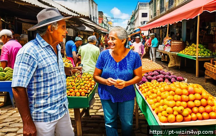 온쇼어링 비즈니스의 효과적인 마케팅 전략 - A vibrant Brazilian local market scene in Recife, showcasing diverse vendors selling regional fruits...