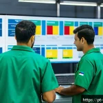 Home 19 온쇼어링 비즈니스의 효과적인 운영 방법 - A modern Brazilian manufacturing facility bustling with activity, showcasing advanced local technolo...