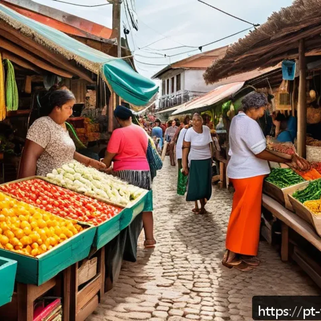온쇼어링 비즈니스의 투자 분석 - A vibrant local marketplace scene in Brazil, showcasing small business owners and artisans selling r...