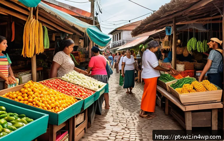 온쇼어링 비즈니스의 투자 분석 - A vibrant local marketplace scene in Brazil, showcasing small business owners and artisans selling r...